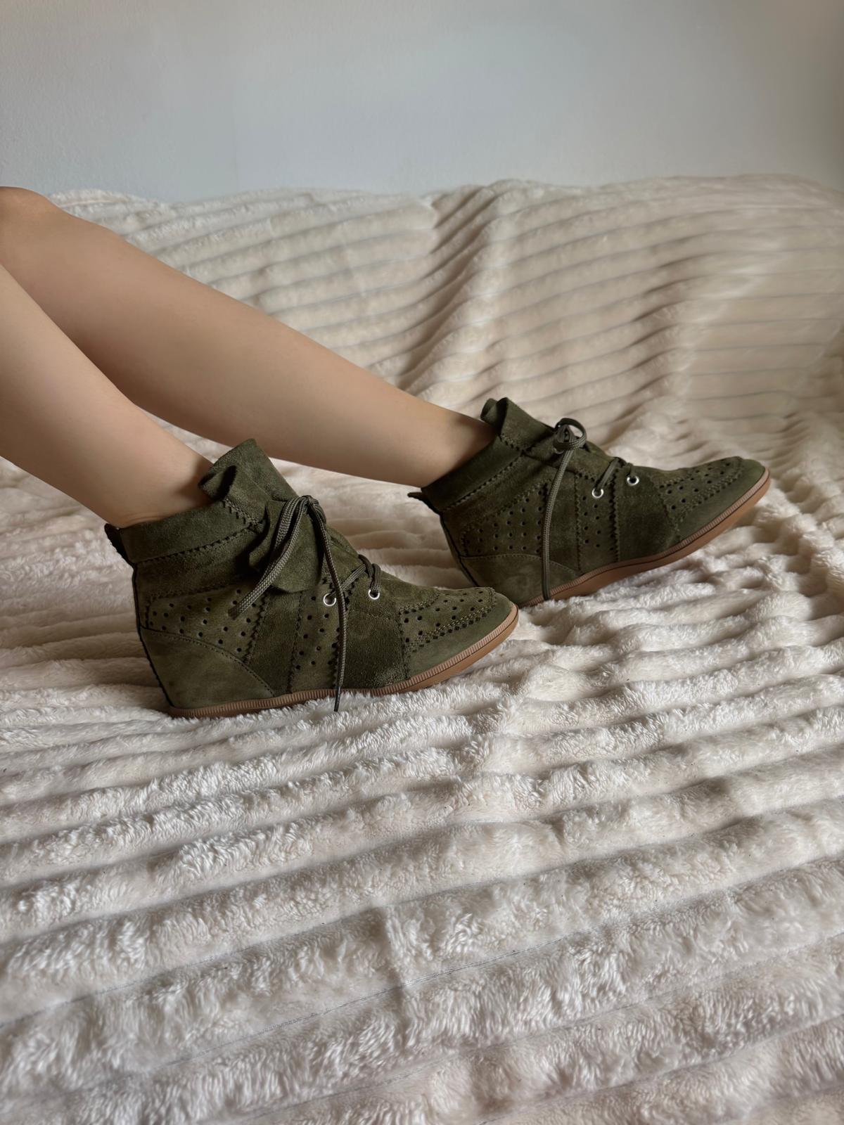 Gray sneakers made of genuine leather