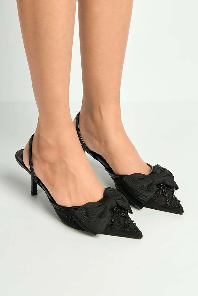 Black heels on a thin heel