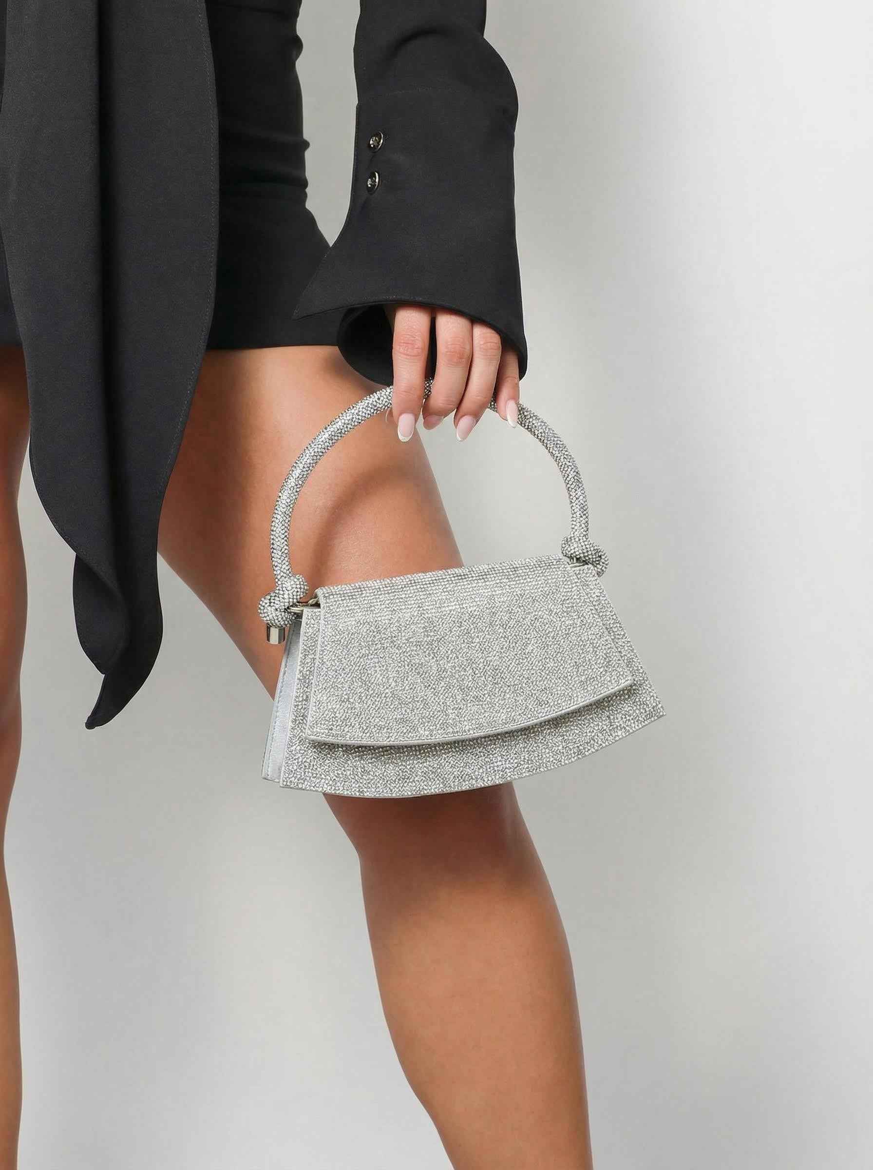 Silver šljokičasta večernja torbica