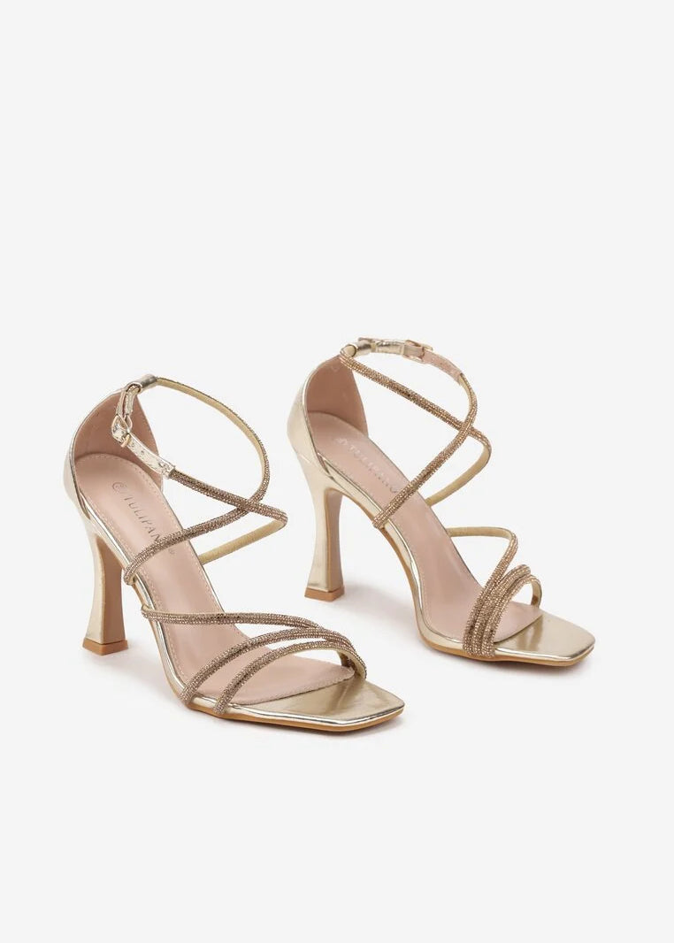 Zlatne sandale na tanku petu - Cipelice