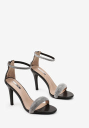 Black sandals with thin heels