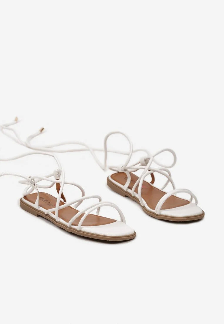 White flat sandals