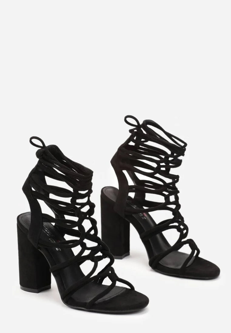 Black block heel sandals