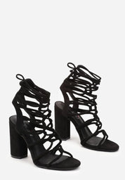 Black block heel sandals