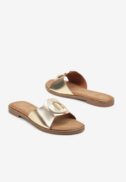 Silver flat slippers