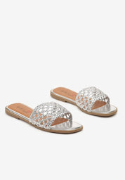 Silver flat slippers