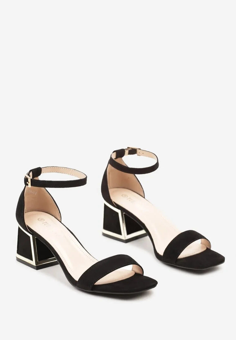Black block heel sandals