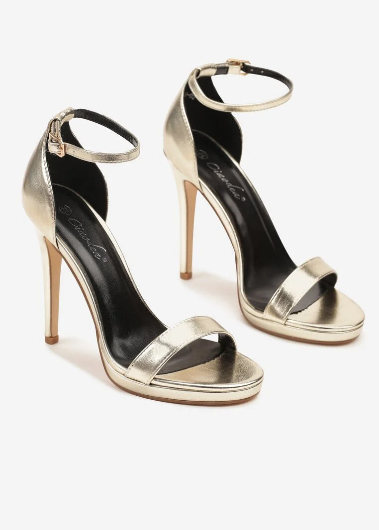 Zlatne sandale na tanku petu - Cipelice