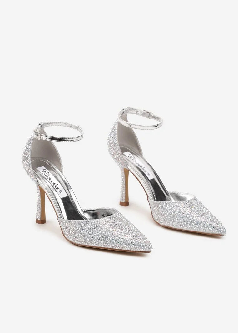 Srebrne štikle na tanku petu - Cipelice