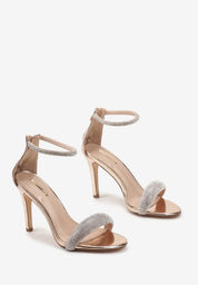 Champagne sandals with thin heels