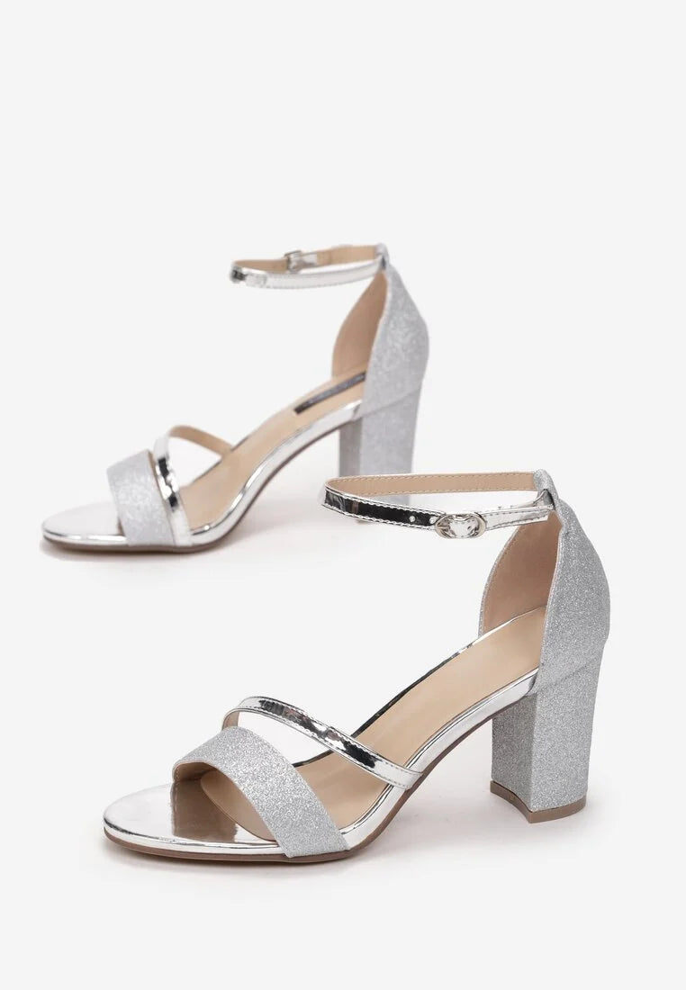 Silver sandale na blok petu