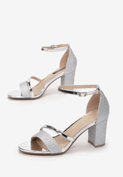 Silver sandale na blok petu