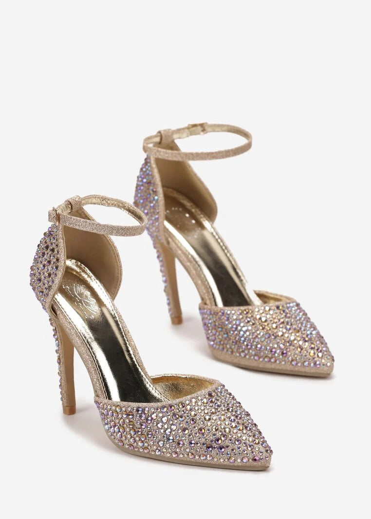 Zlatne štikle na tanku petu - Cipelice