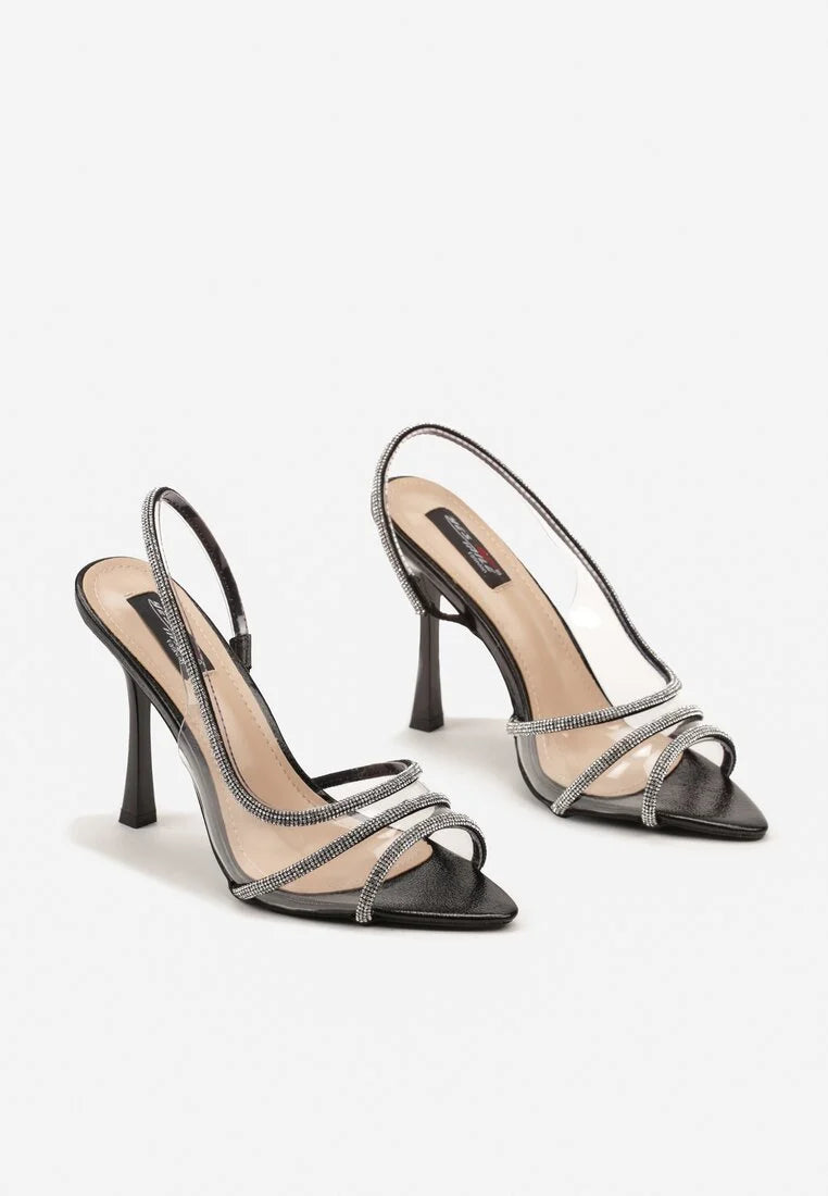 Silver sandals with thin heels
