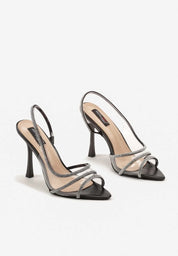Silver sandals with thin heels
