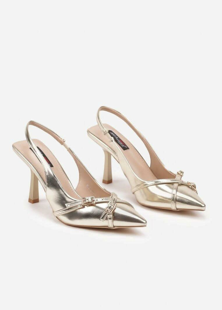 Zlatne štikle na tanku petu - Cipelice