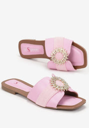 Pink flat slippers
