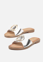 Silver flat slippers