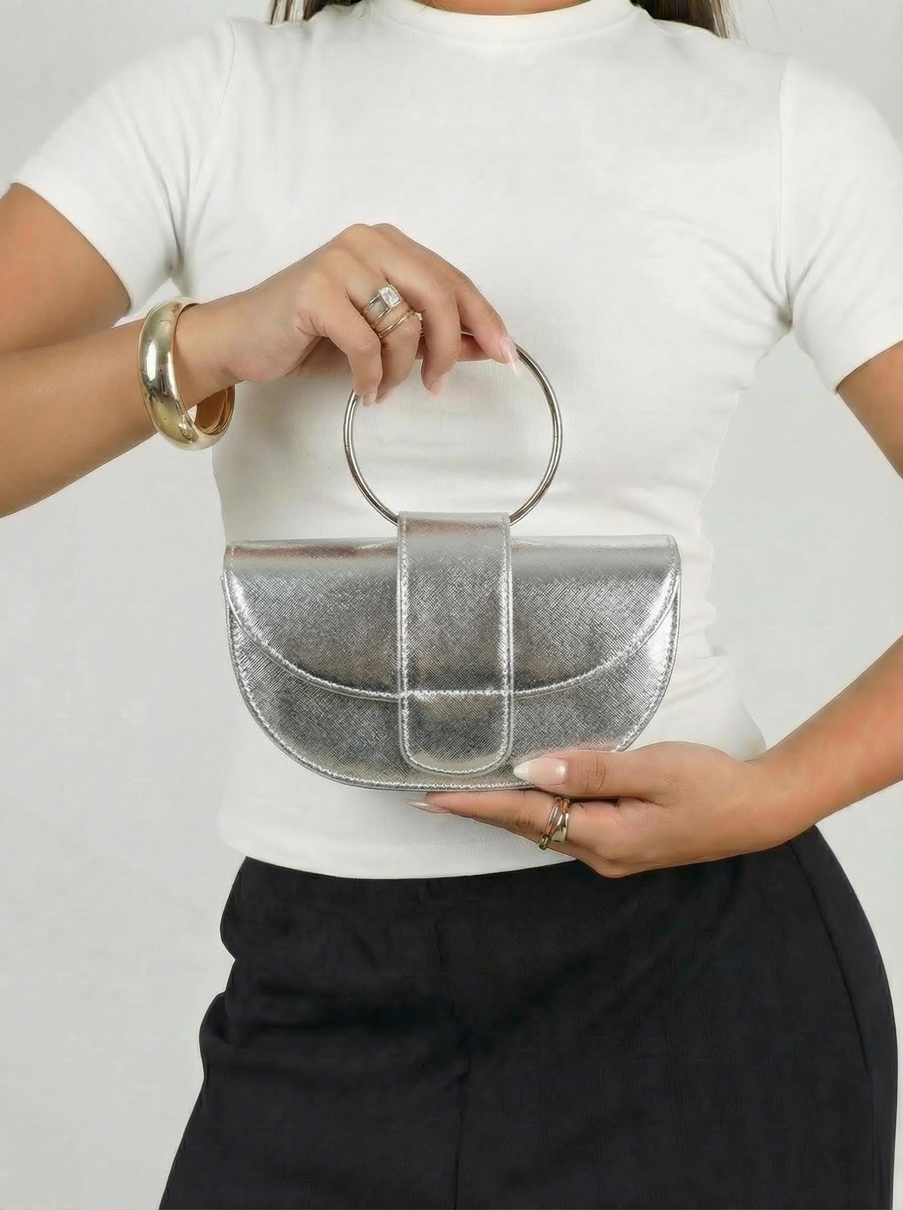 Silver večernja torbica