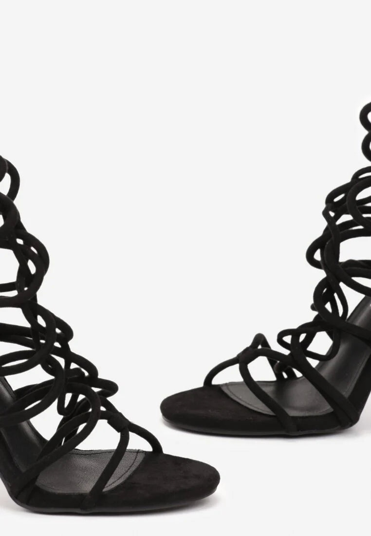 Black block heel sandals