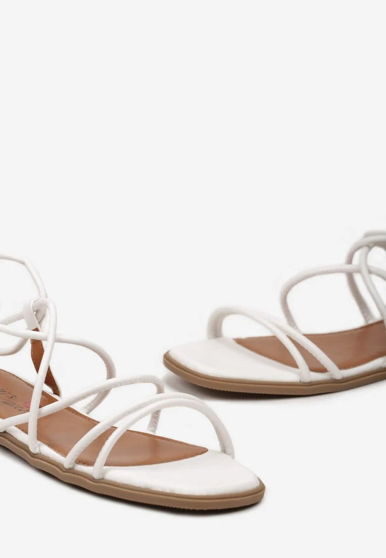 White flat sandals