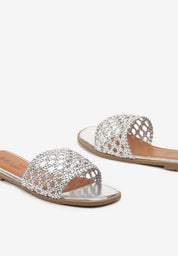 Silver flat slippers