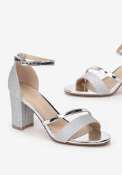 Silver sandale na blok petu