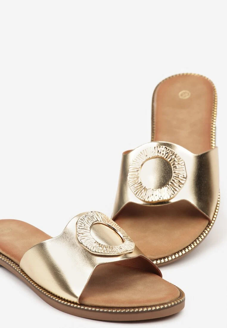 Silver flat slippers