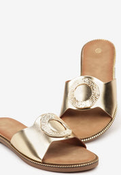 Silver flat slippers