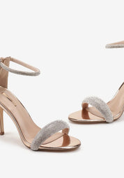 Champagne sandals with thin heels