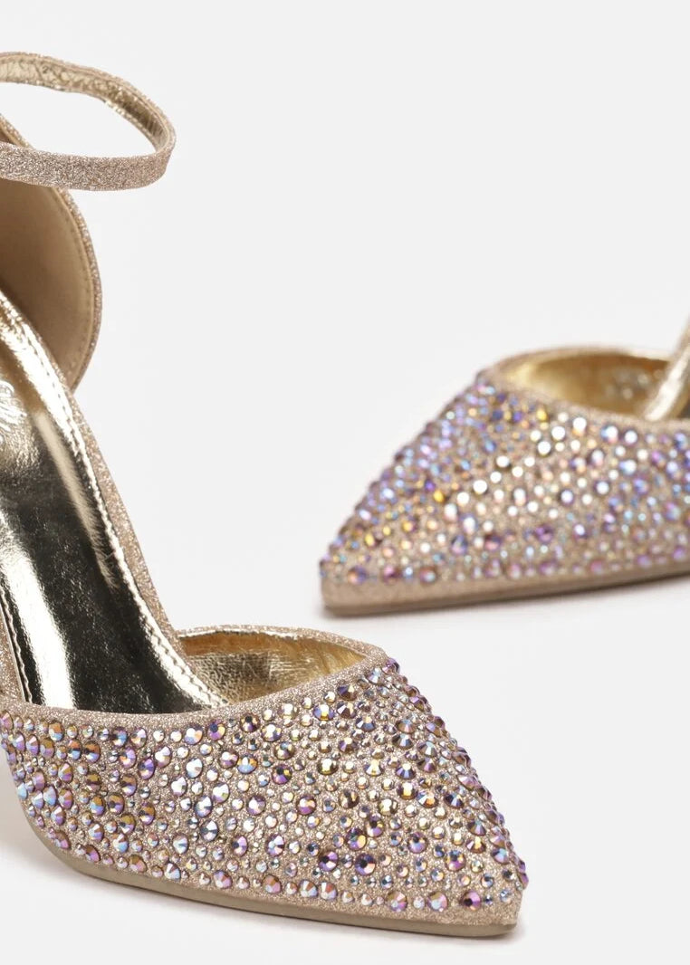 Zlatne štikle na tanku petu - Cipelice