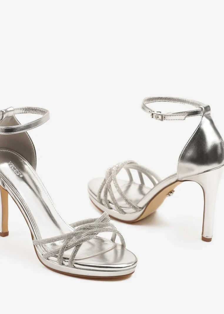 Silver sandale na tanku petu - Cipelice