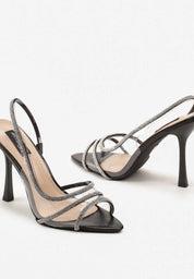 Silver sandals with thin heels