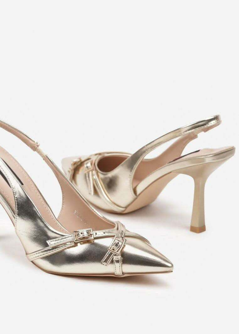 Zlatne štikle na tanku petu - Cipelice