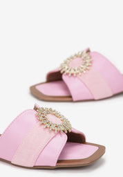 Pink flat slippers