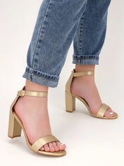 Gold block heel sandals