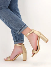 Gold block heel sandals