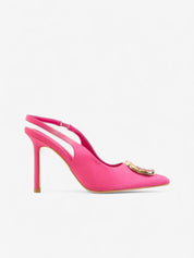 Fuchsia stilettos with a thin heel