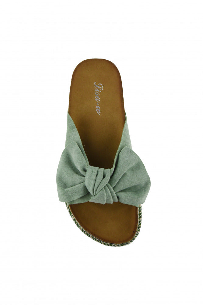 Green flat shoes with a platform