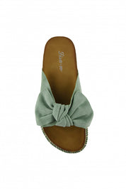 Green flat shoes with a platform