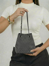 Crna šljokičasta večernja torbica