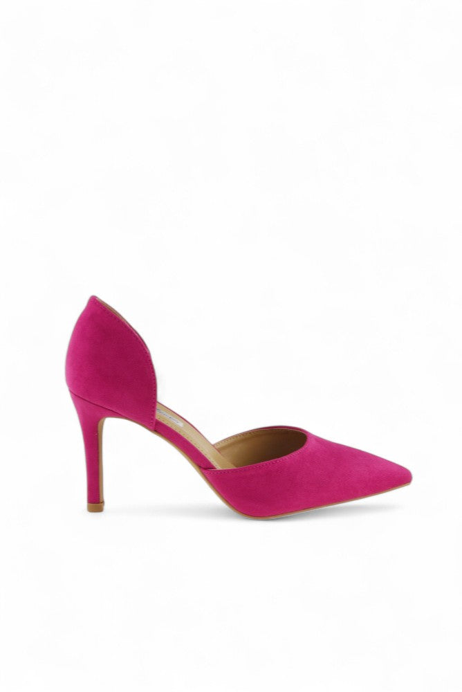 Fuchsia pumps with a thin heel