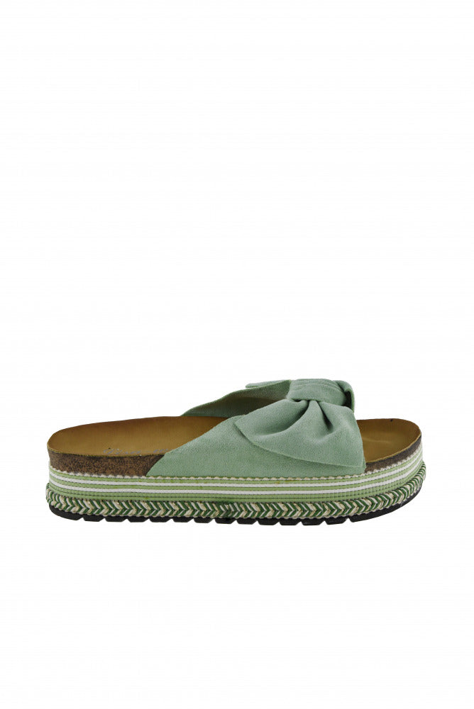 Green flat shoes with a platform