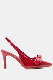 Red stilettos with a thin heel