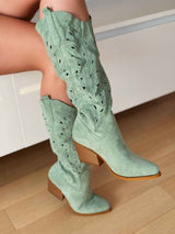 Zeleni škornji z blok peto