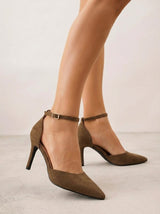 Brown stilettos with a thin heel