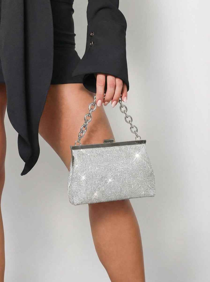 Silver večernja torbica