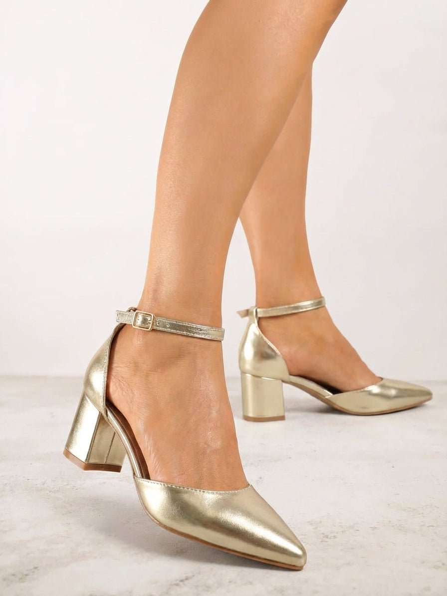 Silver block heel sandals