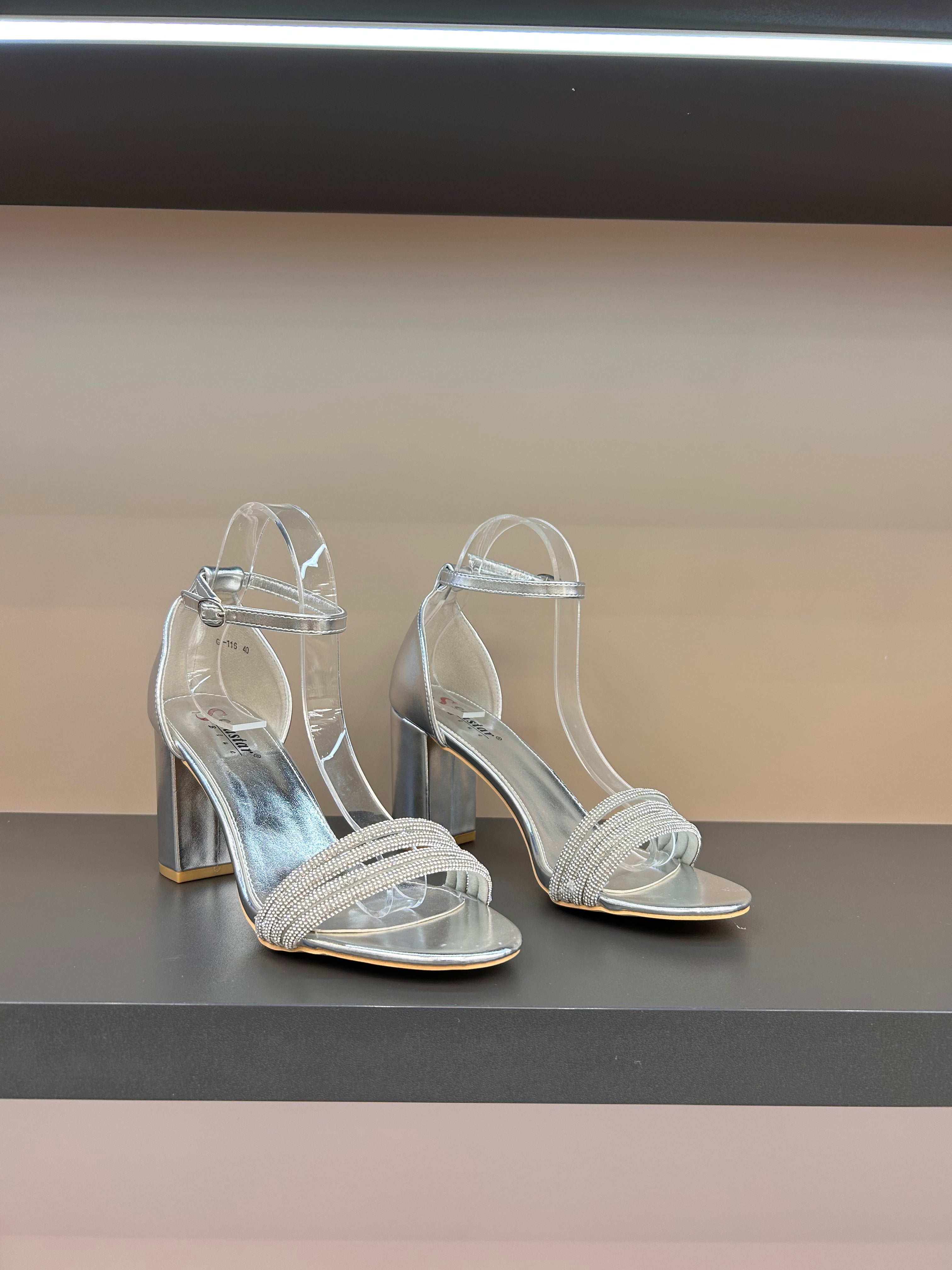 Gold block heel sandals