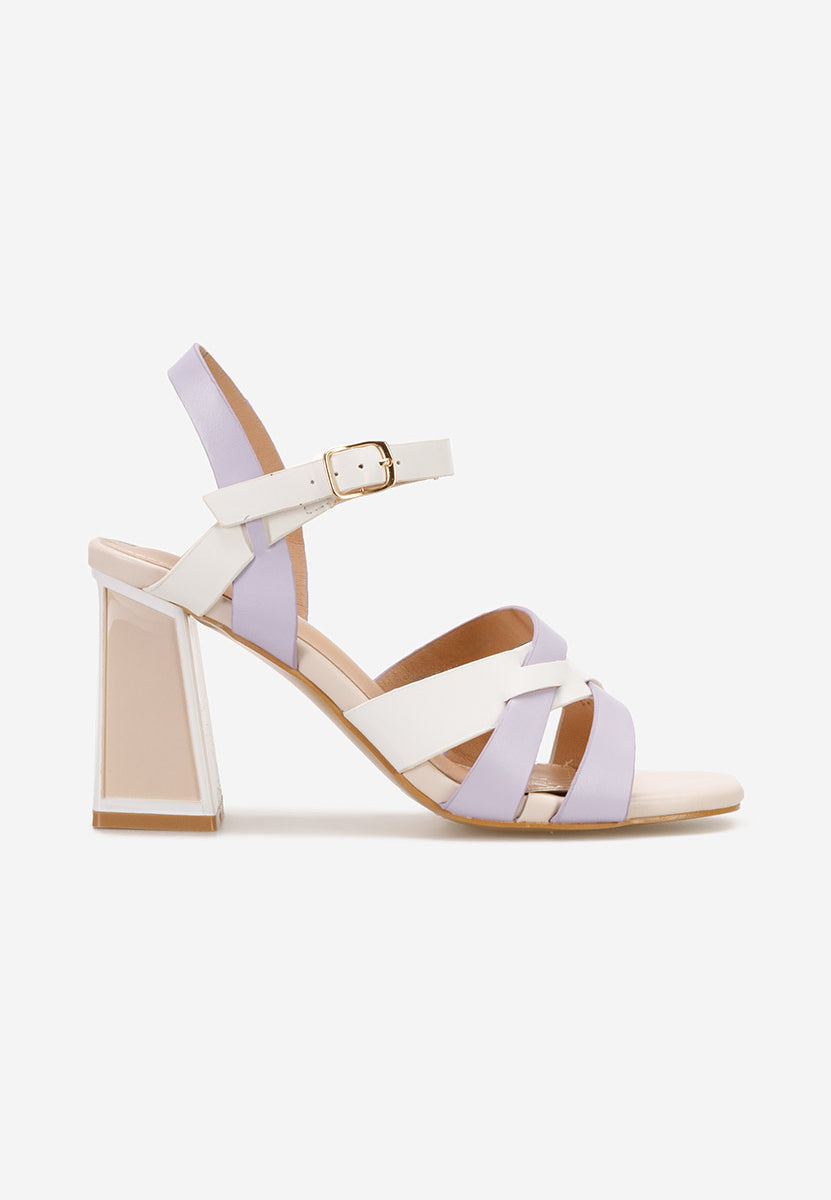 Fuchsia block heel sandals